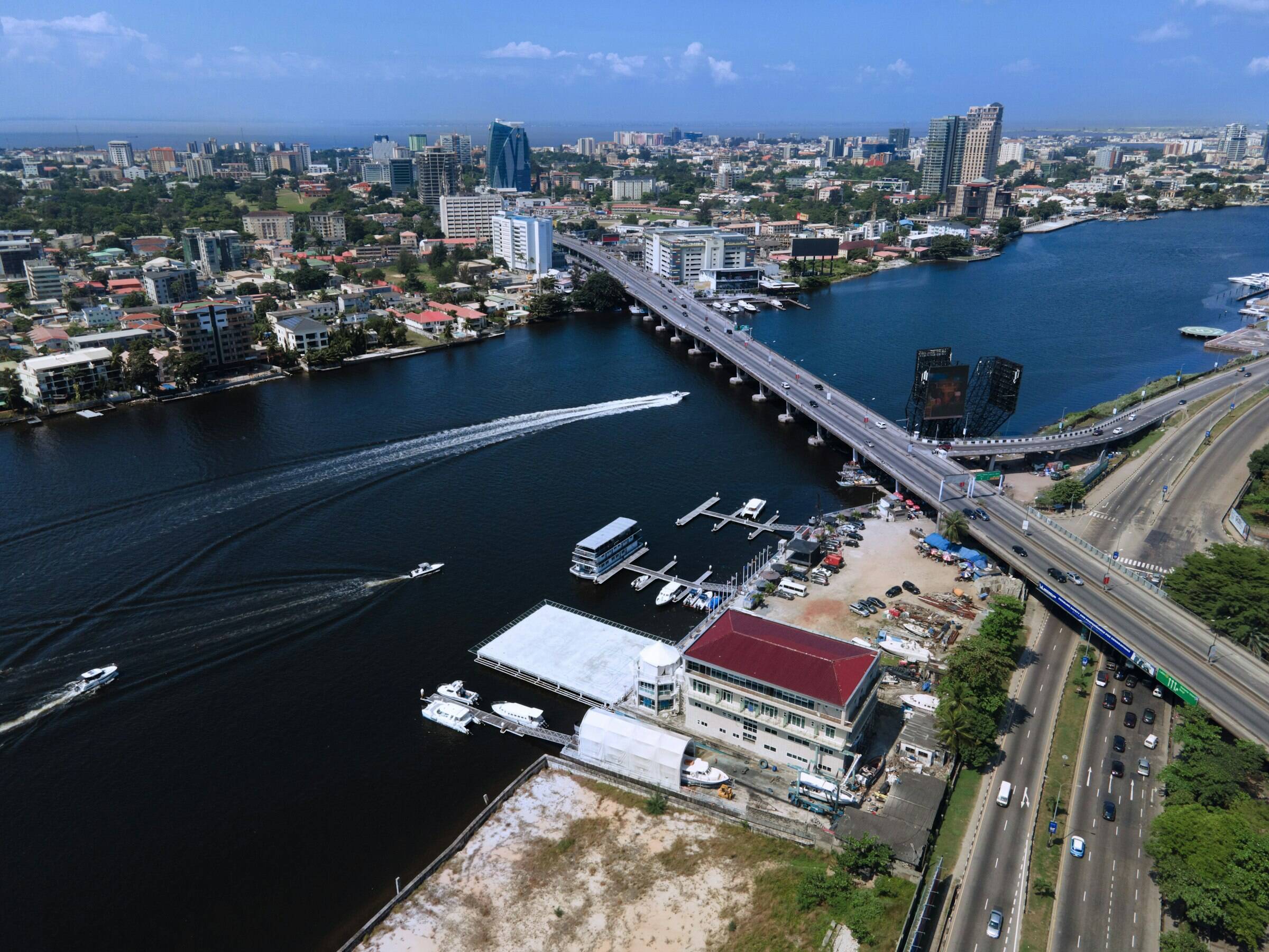 Aerial cityscape of Victoria Island, Lagos, Nigeria — host city of AeroWest 2026